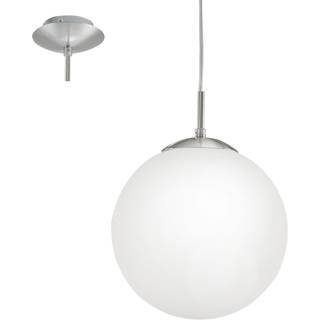 EGLO RONDO 1 pendel, Ø25 cm, E27, børstet stål/opal