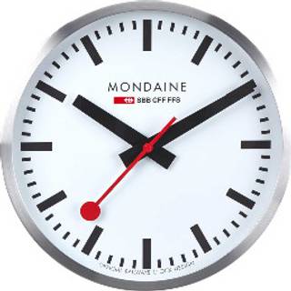 Mondaine A990.CLOCK.16SBB Wanduhr Quarz 25 cm Küchenuhr Silberfarben