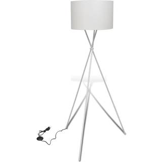 Gulvlampeskærm Med Høj Stander - Hvid