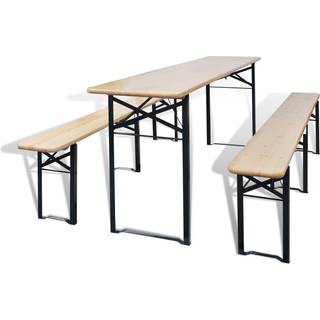 foldbart havebord med 2 bænke 220 cm fyrretræ