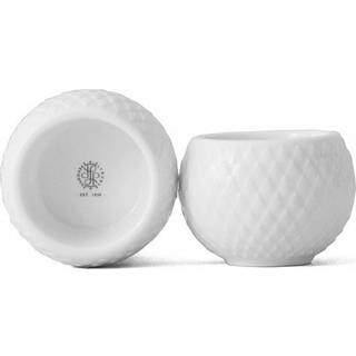 Rhombe Fyrfadsstage Ø6,5 cm hvid porcelæn, 2 stk.