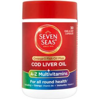 Seven Seas Omega-3 fiskeolie plus torskeleverolie plus multivitamin 30 kapsler