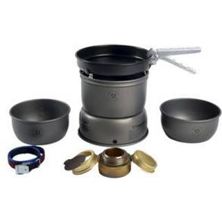 Spritbrænder Trangia 27 Small, 1000 W + 2 gryder &amp; vindskærm i HA / hårdanodiseret aluminium + 1 stegepande NS / Non Stick-teflon + gribetang + rem, Uden brændstof