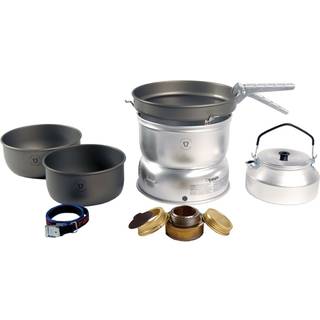 Gasblus Trangia 25 Large, 2100 W + 2 gryder, 1 stegepande i HA / hårdanodiseret aluminium + vindskærm i UL / UltraLight-aluminium + 1 kaffekande + gribetang + rem, + SIP Power Gas (230 gram)