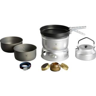 Spritbrænder Trangia 25 Large, 1000 W + 2 gryder i HA / hårdanodiseret aluminium + 1 stegepande i NS / Non Stick-teflon + vindskærm i UL / UltraLight-aluminium + 1 kaffekande + gribetang + rem, Uden brændstof