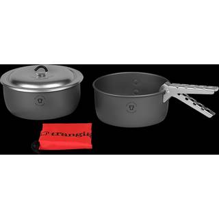 Campingsæt Trangia Tundra II HA, med 2 gryder i HA / hårdanodiseret aluminium + 1 låg i NS / Non Stick-teflon + gribetang + etui