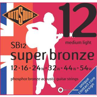 Rotosound SB12 Super Bronze Acoustic Guitar Strings (12 16 24 32 44 54)
