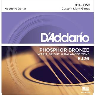 Daddario EJ26 Phosphor Bronze Guitarstrenge (Custom Light, 11-52)