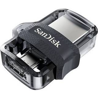 Sandisk Ultra Dual Drive M3.0 32gb Usb Type-a / Micro-usb Sort, Sølv, Transparent