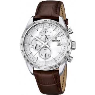 Festina F16760-1 Sport Sølvfarvet/Læder Ø44 mm