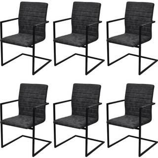 Spisebordsstole Med Cantilever Kunstlæder Brun - 6 / Sort / stribet mønster