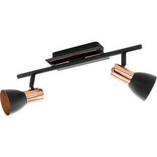 Barnham LED loftspot, længde 39,5 cm, sort/kobber