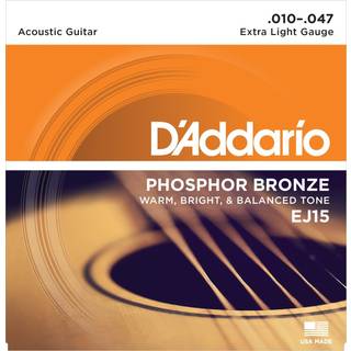 Daddario EJ15 Phosphor Bronze Guitarstrenge (Extra Light, 10-47)