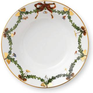Stjerne Riflet Jul Dyb Tallerken, Hvid, Ø17 cm