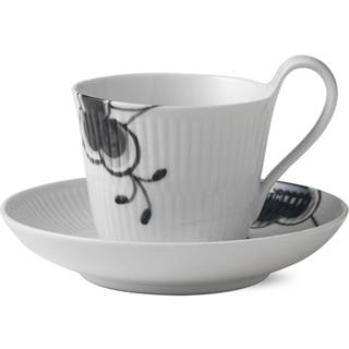 Royal Copenhagen Sort Mega Riflet kop med underkop 25 cl