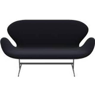 Fritz Hansen - 3321 Svanen Soffa, Läder, Essential Black - Sofaer - Arne Jacobsen - Sort