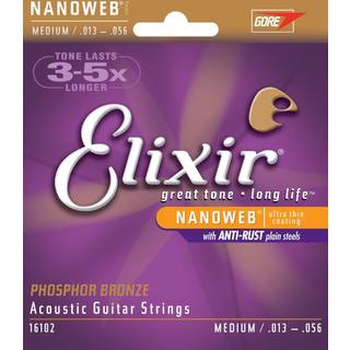 Elixir Nanoweb Phosphor Bronze Guitarstrenge (Medium, 13-56)