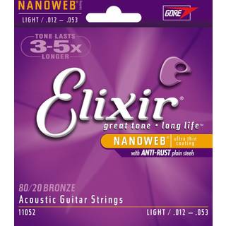 Elixir Nanoweb Bronze 80/20 Guitarstrenge (Light, 12-53)