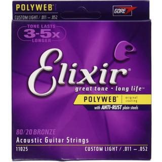 Elixir Polyweb Bronze 80/20 Guitarstrenge (Custom Light, 11-52)
