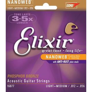 Elixir Nanoweb Phosphor Bronze Guitarstrenge (Medium Light, 12-56)