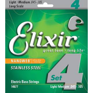 Elixir Nanoweb Stainless Steel Basstrenge (Medium, 4c, 45-105)