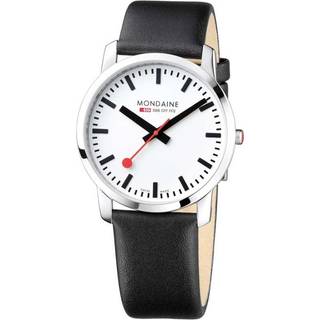 Mondaine Simply Elegant Black Leather Strap White Dial Men's Watch A638.30350.11SBB