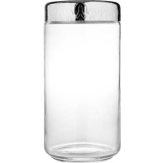 Alessi """" kl?dt """" Glass Jar Hermetisk l?g i 18/10 Rustfrit st?l spejl poleret med lettelse Dekoration S?lv