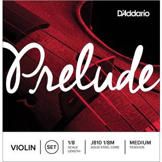 D'Addario Prelude Violin String Set 1/8 skala Medium spænding - J810 1/8m - Solid stålkerne Varm tone økonomisk og holdbart - Valg af undervisere