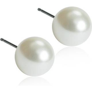 Blomdahl - Titanium øreringe med hvid perle Ø4-8 mm