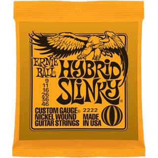 Ernie ball hybrid 2222 slinky custom gauge nickel wound guitar strings