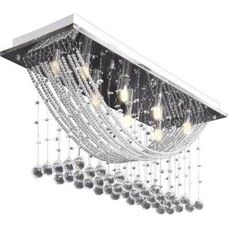 Hvid Loft Lampe Med Glitrende Glas Crystal Beads 8 X G9 29 Cm