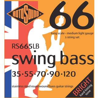 Rotosound Rs665lb Swing Bass 66 Rustfrit st?l 5 String Bass Guitar Strings (35 55 70 90 120)