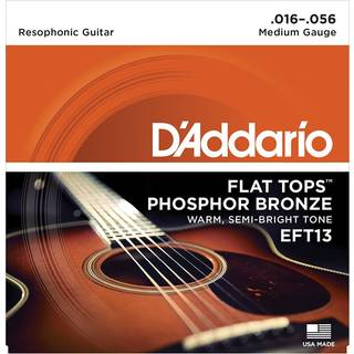 D'Addario Guitar Strings - Acoustic Guitar Strings - Flat Tops Phosphor Bronze - For 6 String Guitar - Warm Semi -Light Tone - EFT13 - Resophonic
