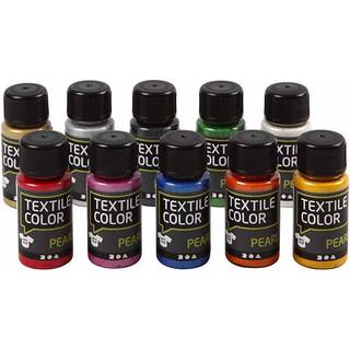 Textile Color Perlemor Maling - 10 x 50 ml Ass. Farver