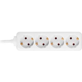 Schuko, 4-stikdåse med sidejord, HVID Stikprop:Schuko stikprop - Ledningslængde:5 meter