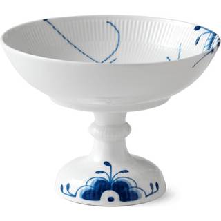 Royal Copenhagen - Blue Fluted Mega Skål På Fod 80 cl / 15 cm Høj - Serveringsskåle - Karen Kjældgård-Larsen - Porcelæn