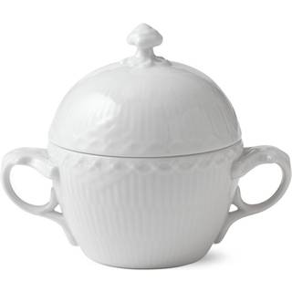 Royal Copenhagen Hvid Halvblonde sukkerskål med låg - 20 cl