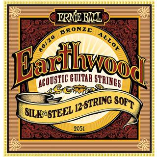 Ernie Ball Earthwood Silk & Steel 12-strenget bløde akustiske strenge, 9-49 (P02051) - mild klang med silke til komfort og reduceret støj