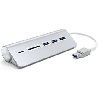 Satechi Aluminum USB 3.0 Hub & Card Reader Silver USB hub - USB 3.0 - 3 ports - Sølv