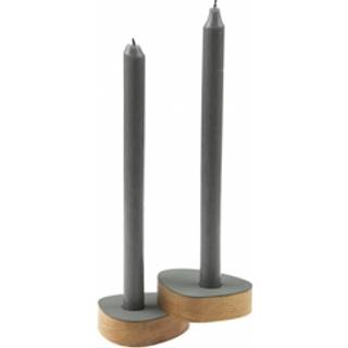 LindDNA lysestage - Curve candle holder nupo black/oak (sæt af 2 stk.)