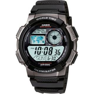 Herres Casio Illuminator Verdensur - Sort (Ø 43 mm)