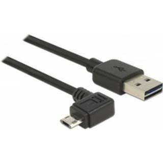 Dual Easy USB 2.0 - USB-A / Micro-B - Vinklet - Sort - 2 m