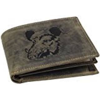 Geldbörse Leder 12x9cm mit Keiler "Vintage Hunting" oliv 1705-WILDBOAR-30 | Greenburry.de