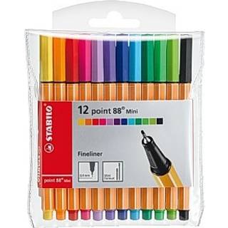 STABILO Point 88 Fineliner Mini - 12 korte penne med tynd spids
