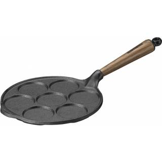 Skeppshult Walnuss Pfannkuchenpfanne für 7 Pfannkuchen - Gusseisen mit Walnussholzgriff - Braun,Schwarz
