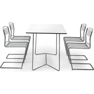 Grythyttan Stålmöbler High-tech spisebordsæt Galvanisere stål 4 stole & bord 110x70 cm