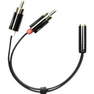 DELTACO audio adapter, 3.5mm stereo female to 2xRCA male, 0.1m, black