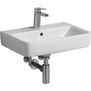 Geberit Renova Compact håndvask: B=60cm, T=37cm, Hanehul=Midtpå, Overløb=Synlig, Hvid