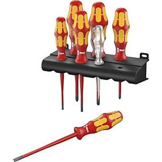 Wera 160 iS/7 Rack Skruetrækkersæt Kraftform Plus serie 100 + spændingssøger + rack. Med reduceret klingediameter, 7 dele