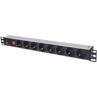 Intellinet 713986 strømforsyningsenhed (PDU) 8 AC stikkontakt(er) 1U Aluminium, Sort